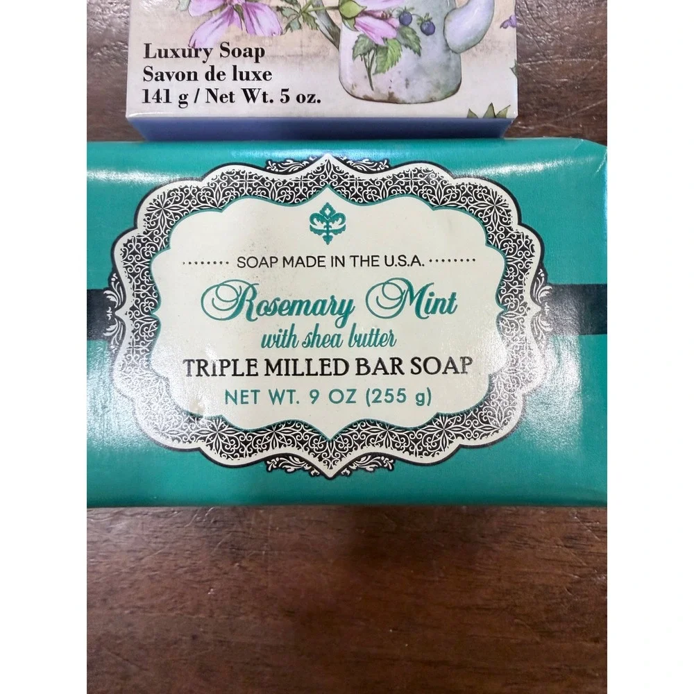 Jardin De Fleurs French Lavender & Rosemary Mint Shea Butter Bar Soap Set 14oz